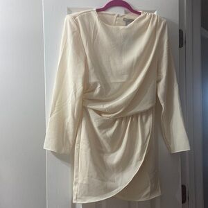 long sleeved sheath dress in cream by H&M